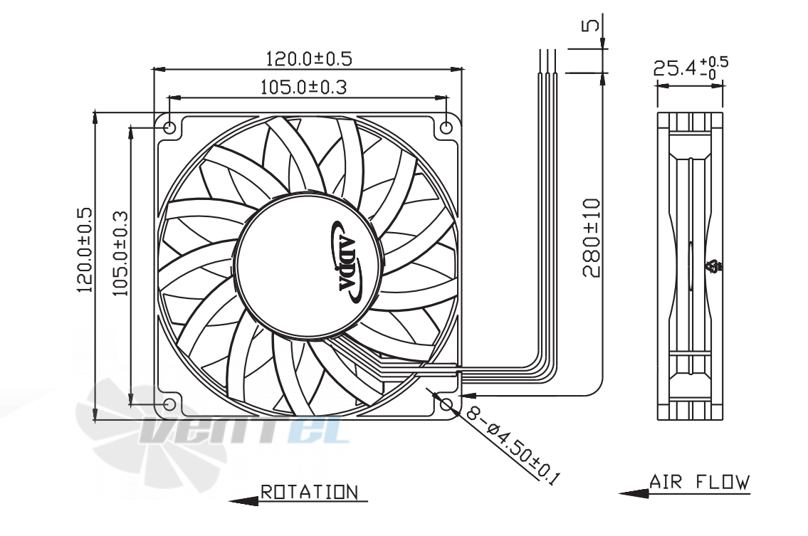 ADDA AS12012LB25AB00 - описание, технические характеристики, графики