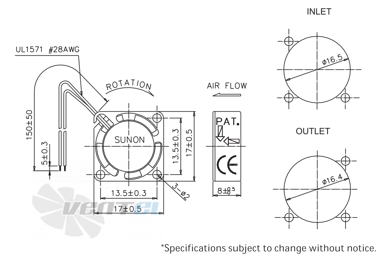 Sunon GM0517PDB2-8 - описание, технические характеристики, графики