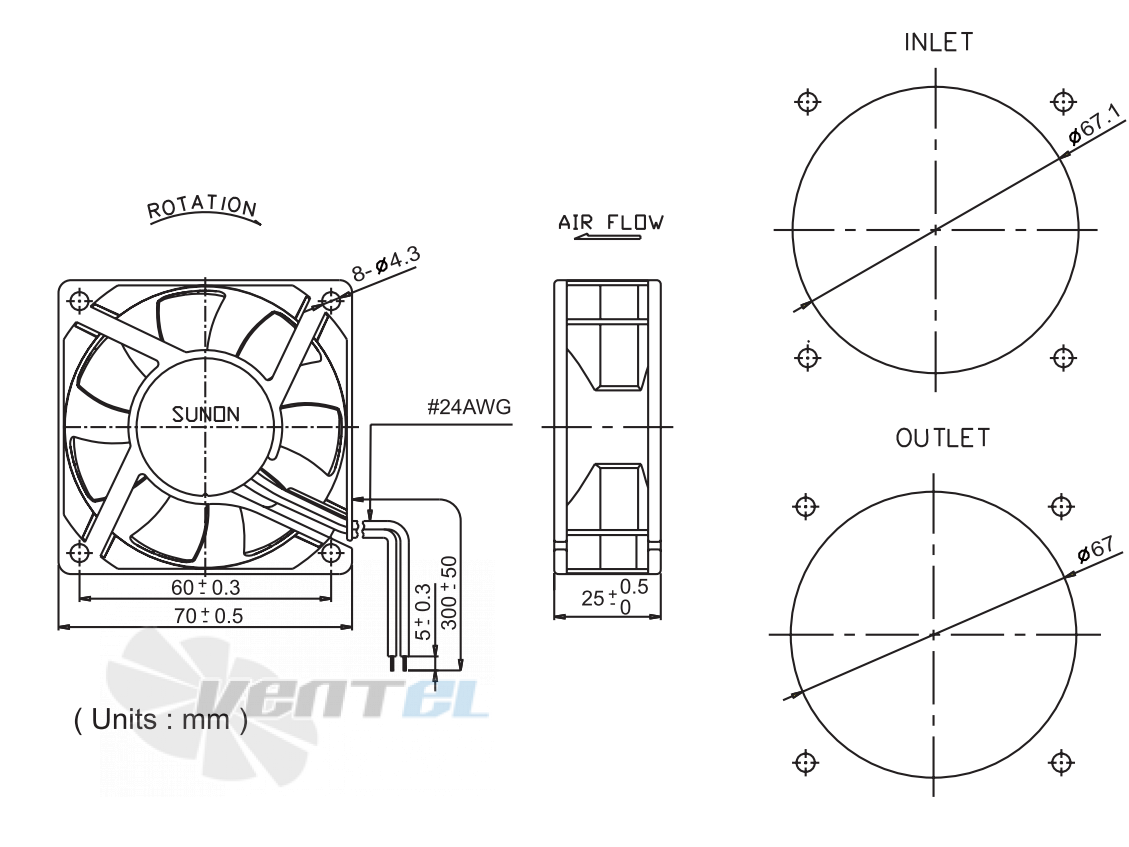 Sunon KD1207PTB1 - описание, технические характеристики, графики