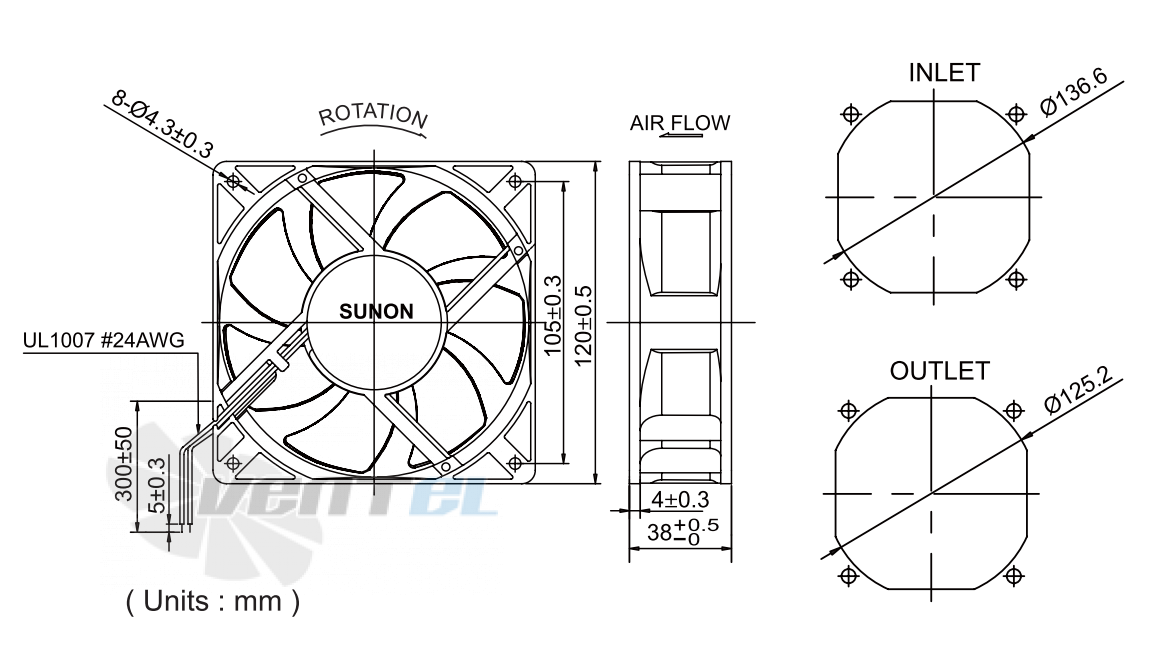 Sunon PMD1212PMB3-A - описание, технические характеристики, графики