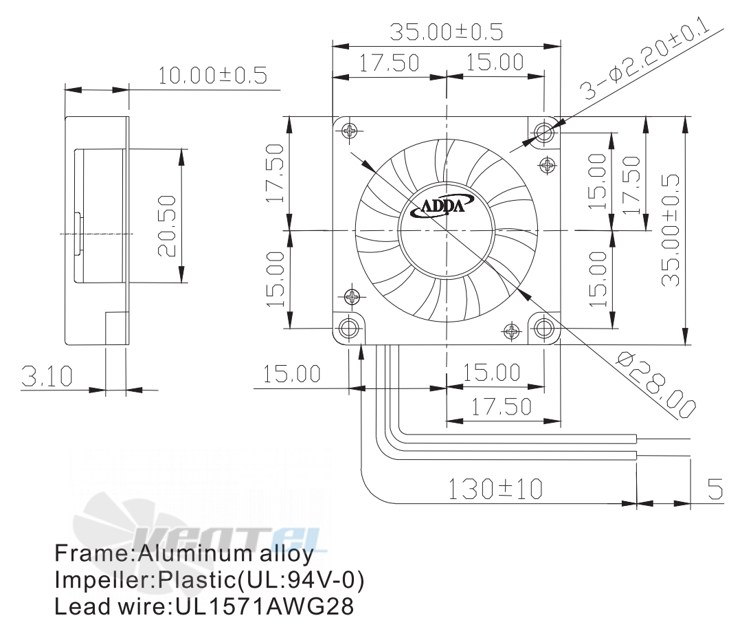 ADDA AB3505LB-GA0 - описание, технические характеристики, графики