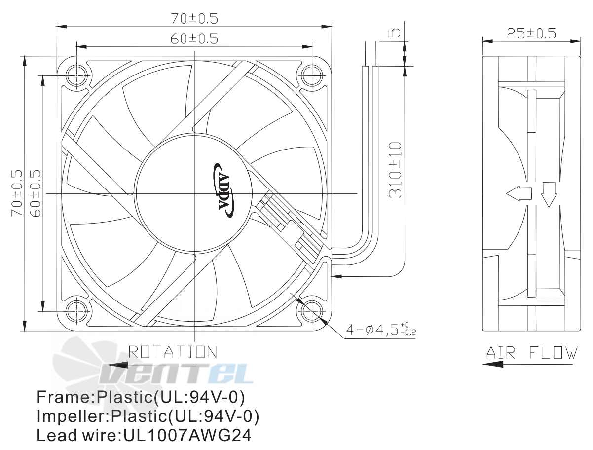 ADDA AQ0712LB-A70GL(T) - описание, технические характеристики, графики