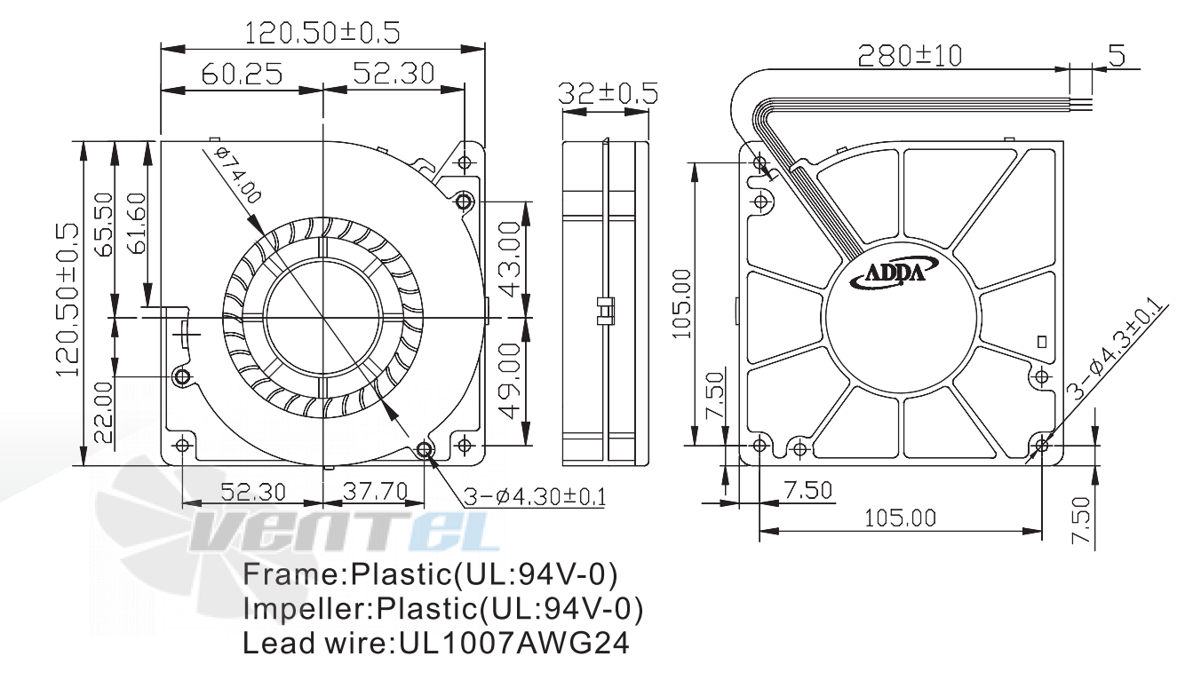 ADDA AB1212LB-Y0B - описание, технические характеристики, графики