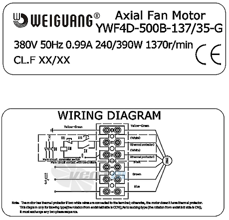 Weiguang WEIGUANG YWF4D-500B-137/35-G - описание, технические характеристики, графики