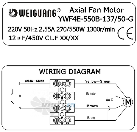 Weiguang WEIGUANG YWF4E-550B-137/50-G - описание, технические характеристики, графики