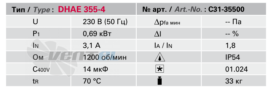 Rosenberg DНАЕ 355-4 - описание, технические характеристики, графики