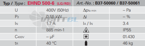 Rosenberg EHND 500-6 - описание, технические характеристики, графики