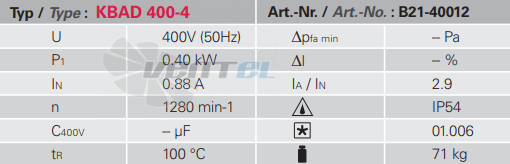 Rosenberg KBAD 400-4 - описание, технические характеристики, графики