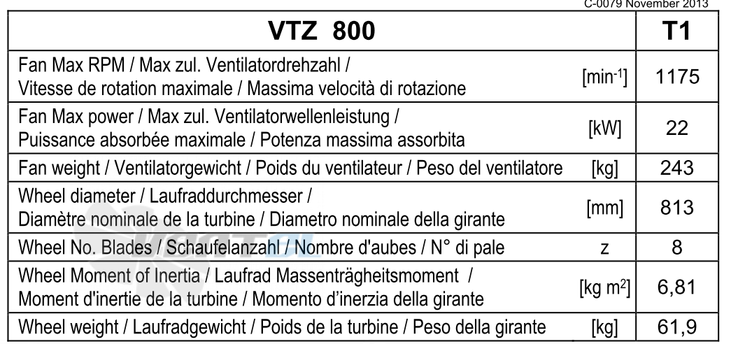 Comefri VTZ 800 T1 - описание, технические характеристики, графики