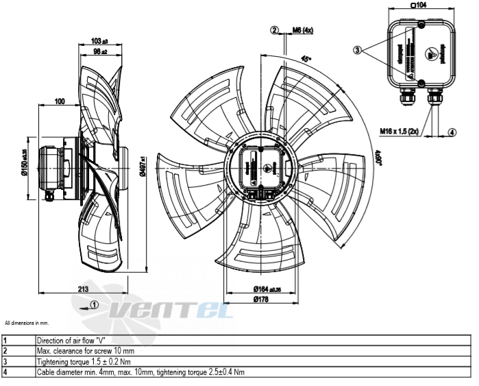 Ebmpapst A3G500-AD01-58 - описание, технические характеристики, графики