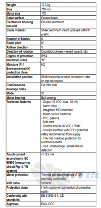 Ebmpapst A3G710-AO81-01 - описание, технические характеристики, графики