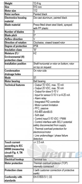 Ebmpapst A3G910-AO83-03 - описание, технические характеристики, графики