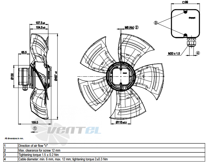 Ebmpapst A6D500-AJ03-01 - описание, технические характеристики, графики