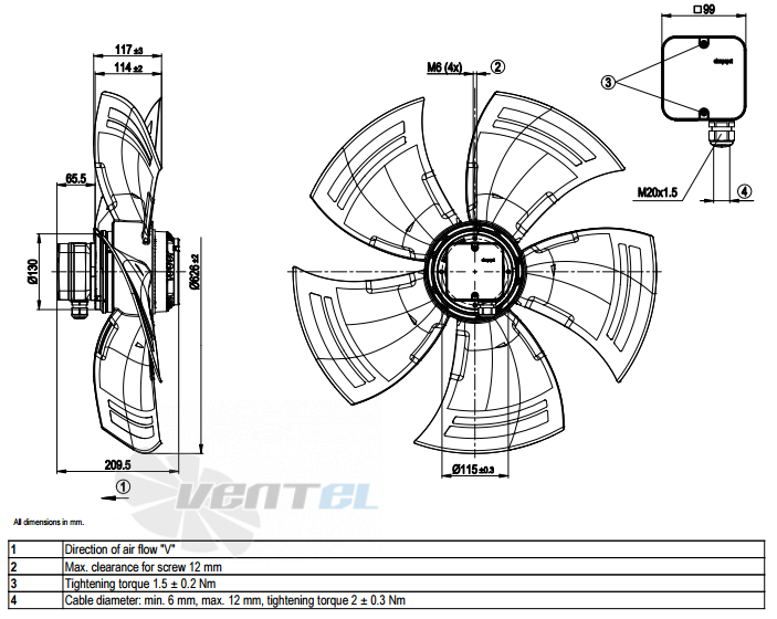 Ebmpapst A8D630-AN01-01 - описание, технические характеристики, графики