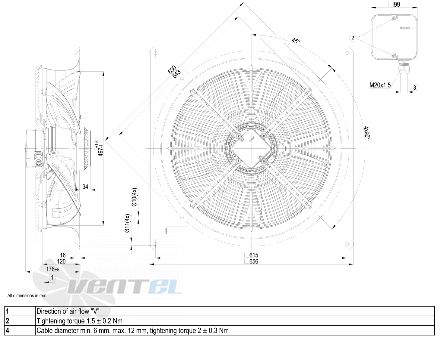 Ebmpapst W4E500-GM03-01 - описание, технические характеристики, графики