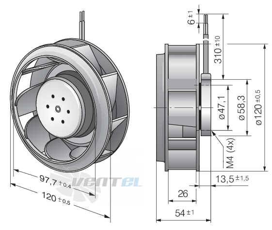 Ebmpapst RER120-26-14-2TDMP - описание, технические характеристики, графики