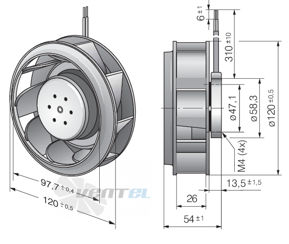 Ebmpapst RER120-26-14-2TDP - описание, технические характеристики, графики