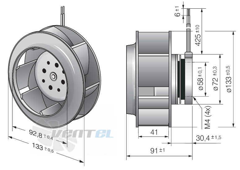 Ebmpapst RER133-41-14-2TDP - описание, технические характеристики, графики