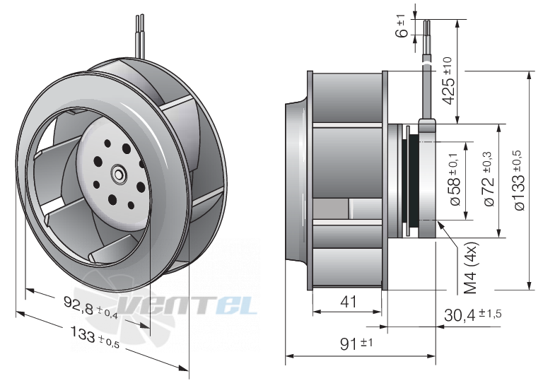 Ebmpapst RER133-41-18-2TDMP - описание, технические характеристики, графики