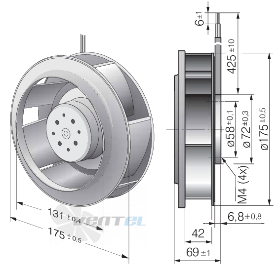 Ebmpapst RER175-42-14-2TDMLP - описание, технические характеристики, графики