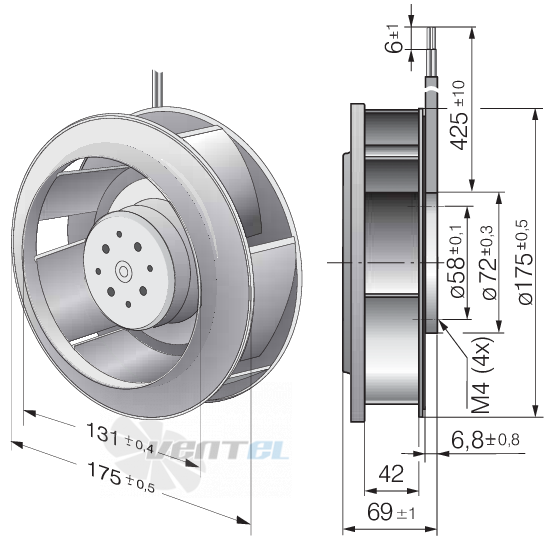 Ebmpapst RER175-42-14-2TDMP - описание, технические характеристики, графики