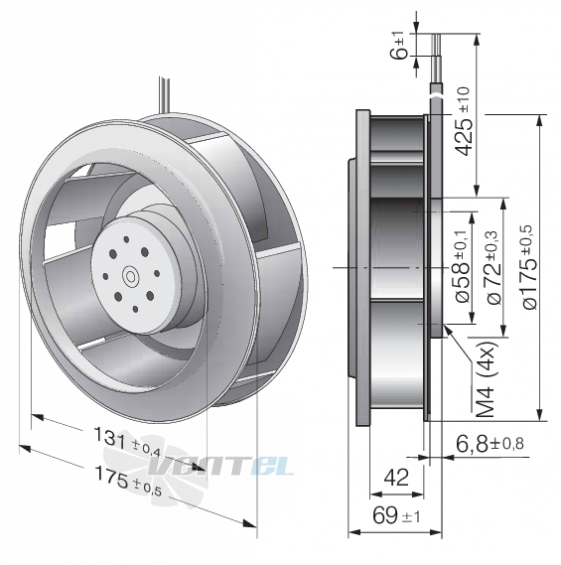 Ebmpapst RER175-42-18-2TDMLP - описание, технические характеристики, графики