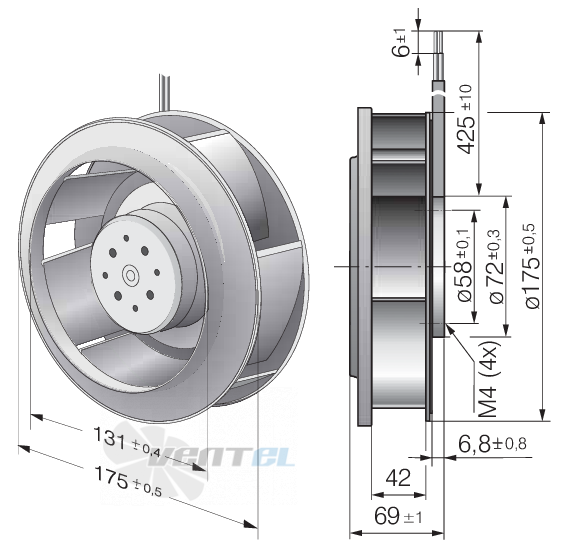 Ebmpapst RER175-42-18-2TDMP - описание, технические характеристики, графики