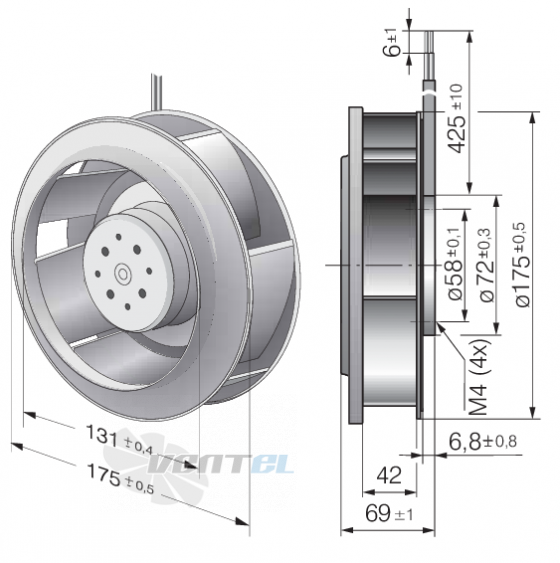 Ebmpapst RER175-42-18-2TDP - описание, технические характеристики, графики