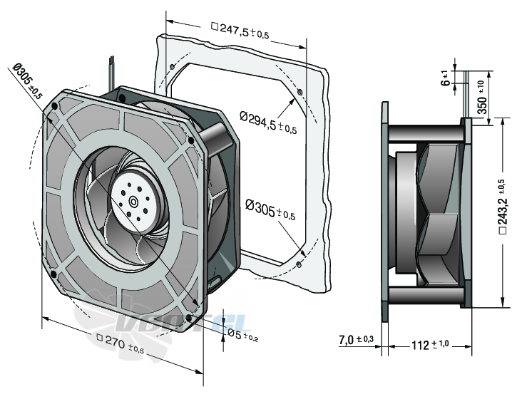 Ebmpapst RG225-55-14-2TDMLO - описание, технические характеристики, графики