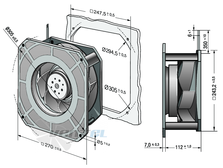 Ebmpapst RG225-55-18-2TDMLO - описание, технические характеристики, графики