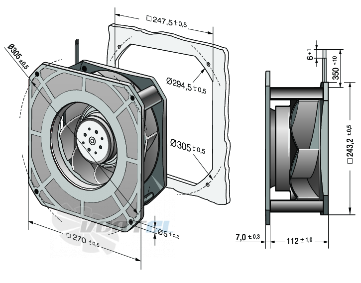 Ebmpapst RG225-55-18-2TDMO - описание, технические характеристики, графики