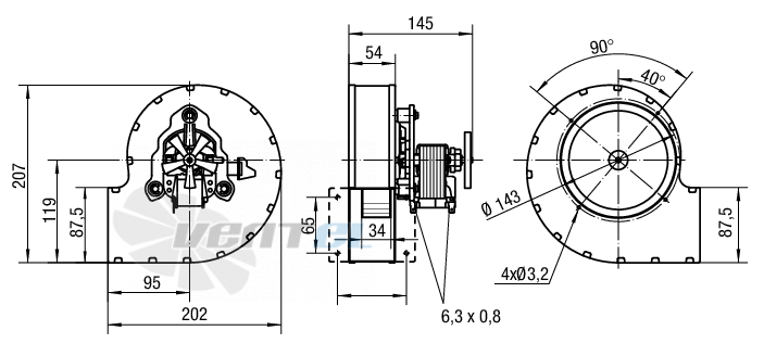 Ebmpapst RLB130-3400-3038LH - описание, технические характеристики, графики