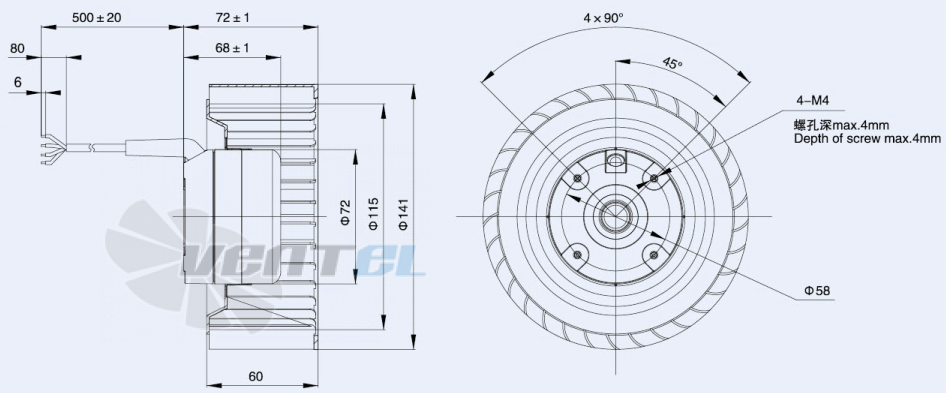 Weiguang DC072-14B3G01-FR140-60P1-01 - описание, технические характеристики, графики