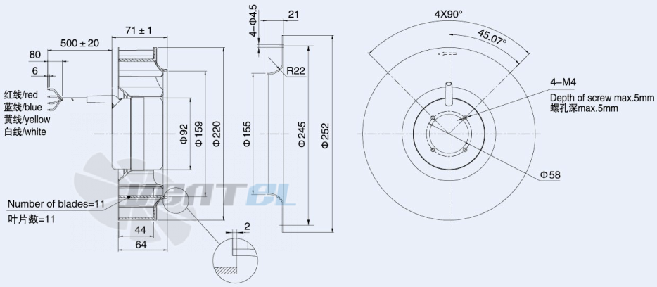 Weiguang DC092-16B3G01-B220-44P1-01 - описание, технические характеристики, графики