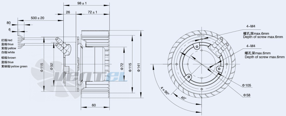 Weiguang EC072-25E3G01-FR140-60P1-01 - описание, технические характеристики, графики