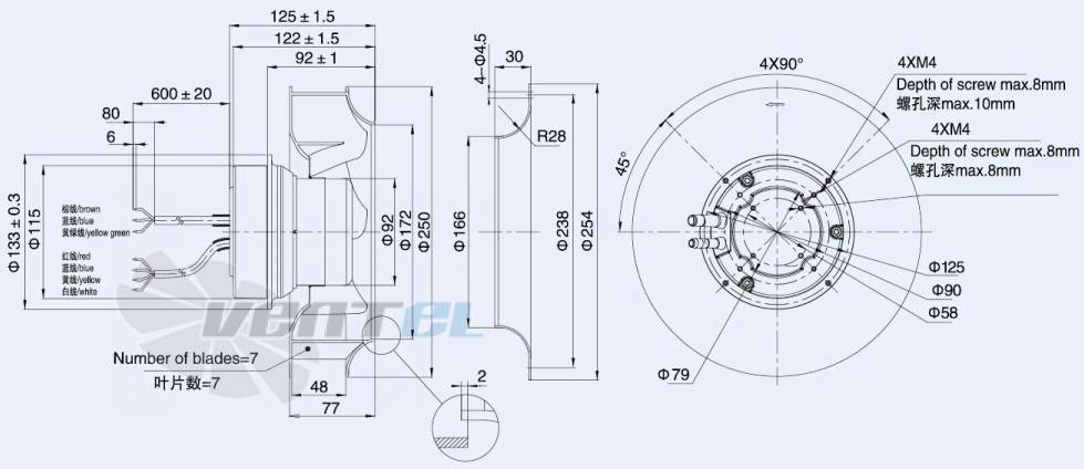 Weiguang EC092-25E3G01-B250-48S1-01 - описание, технические характеристики, графики