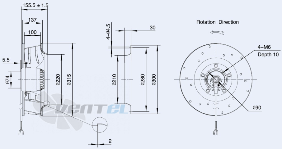 Weiguang LXFB4E315-100-M102-34 220V - описание, технические характеристики, графики