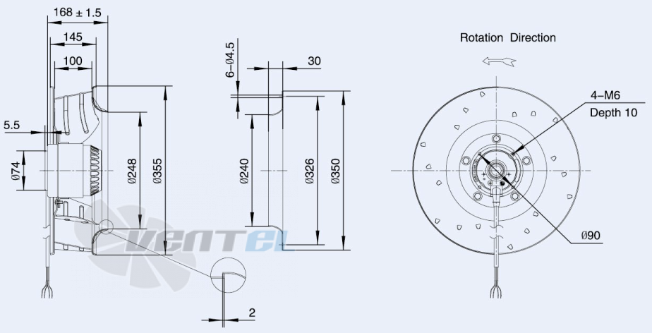 Weiguang LXFB4E355-100-M102-47 220V - описание, технические характеристики, графики