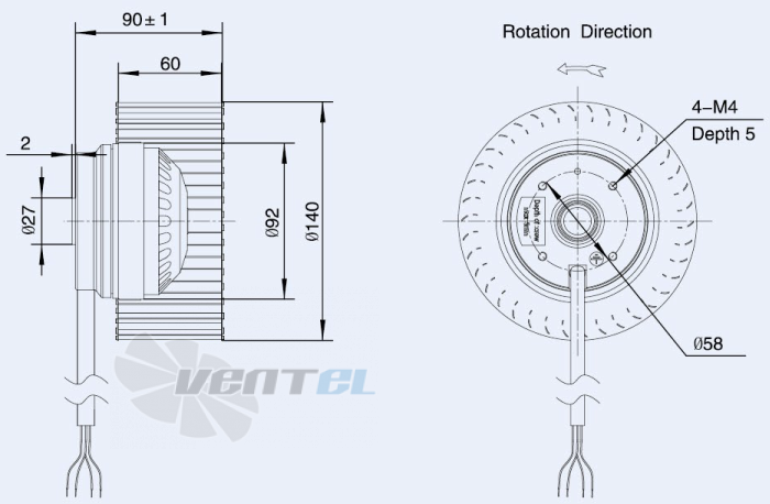 Weiguang LXFF2E140-60-M92-35 220V - описание, технические характеристики, графики