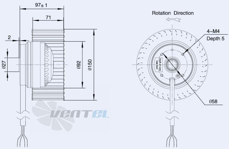 Weiguang LXFF2E150-70-M92-35 115V - описание, технические характеристики, графики