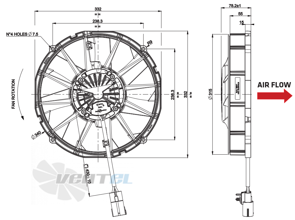 Spal (Италия) VA113-BBL504P/N-94A - описание, технические характеристики, графики