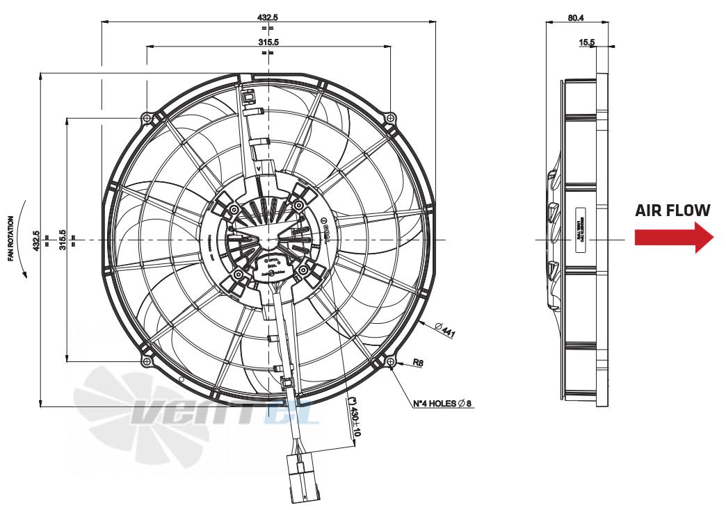 Spal (Италия) VA117-ABL506P-103A - описание, технические характеристики, графики