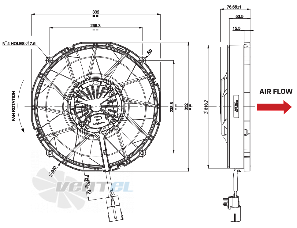 Spal (Италия) VA89-ABL320P/N-94A - описание, технические характеристики, графики