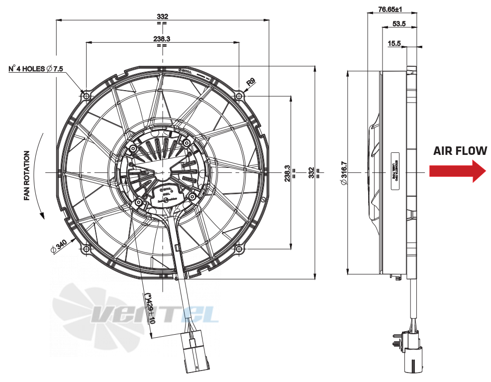 Spal (Италия) VA89-BBL328P/N-94A - описание, технические характеристики, графики