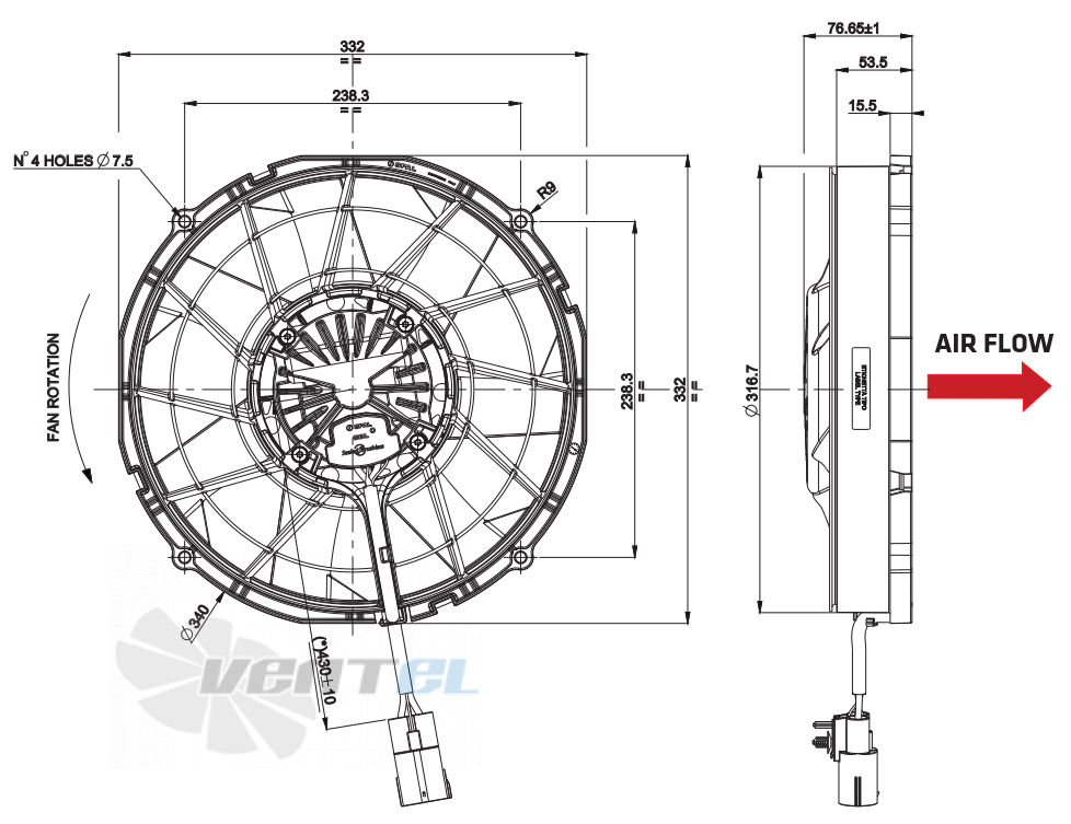 Spal (Италия) VA89-BBL338P/N-94A - описание, технические характеристики, графики