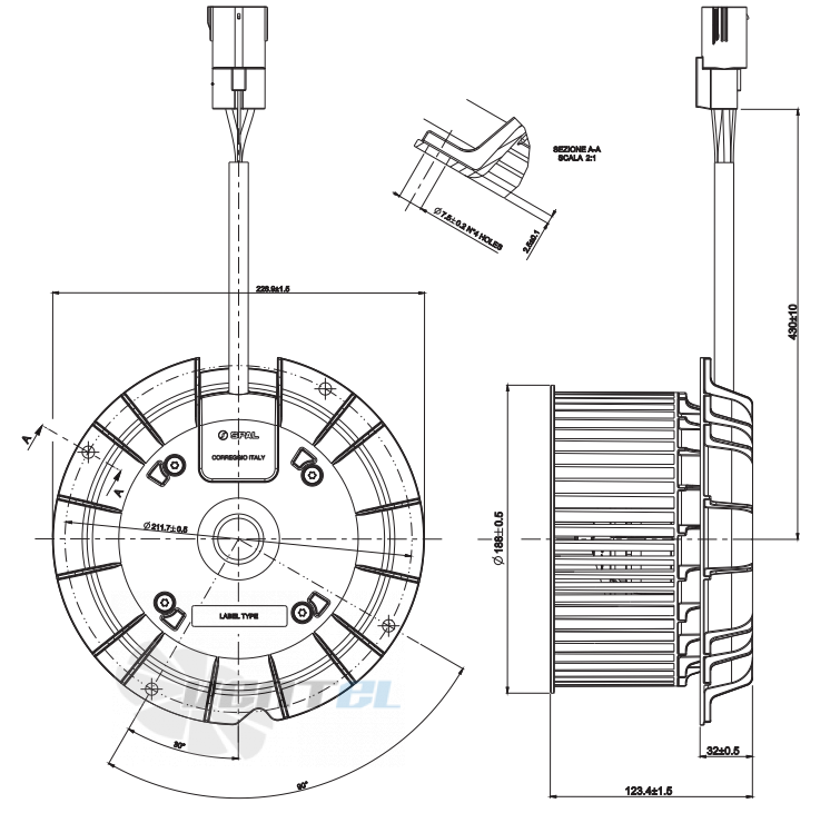 Spal (Италия) ВBL354P-120S - описание, технические характеристики, графики