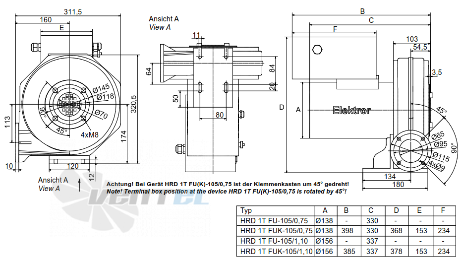 Elektror HRD 1T FUK 105/0.75 - описание, технические характеристики, графики