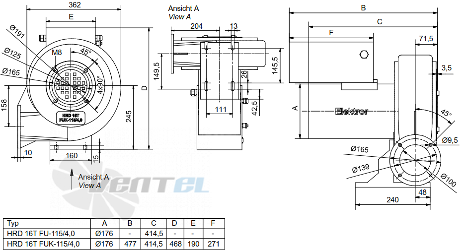 Elektror HRD 16T FU - 115 - 4 - описание, технические характеристики, графики