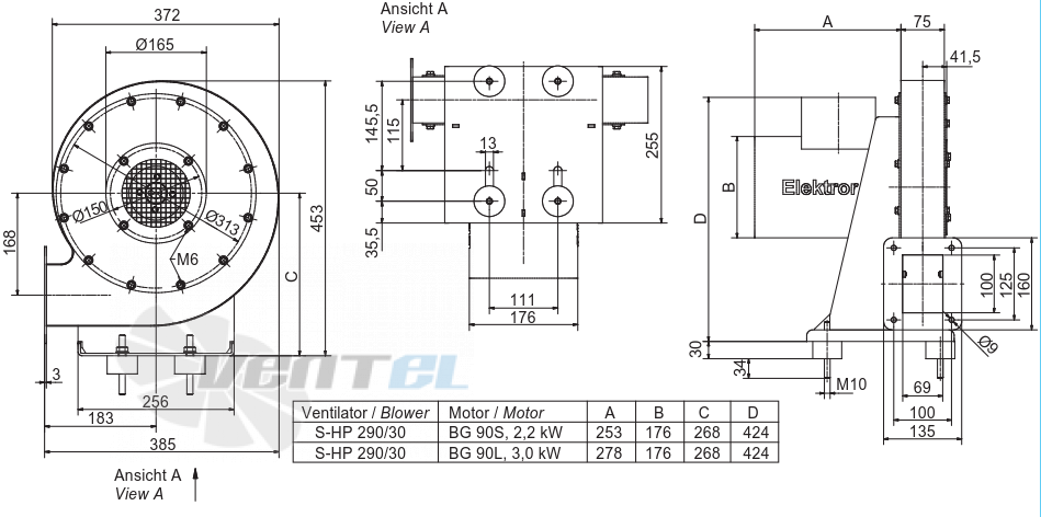 Elektror S-HP 290/30 2.2 КВТ - описание, технические характеристики, графики