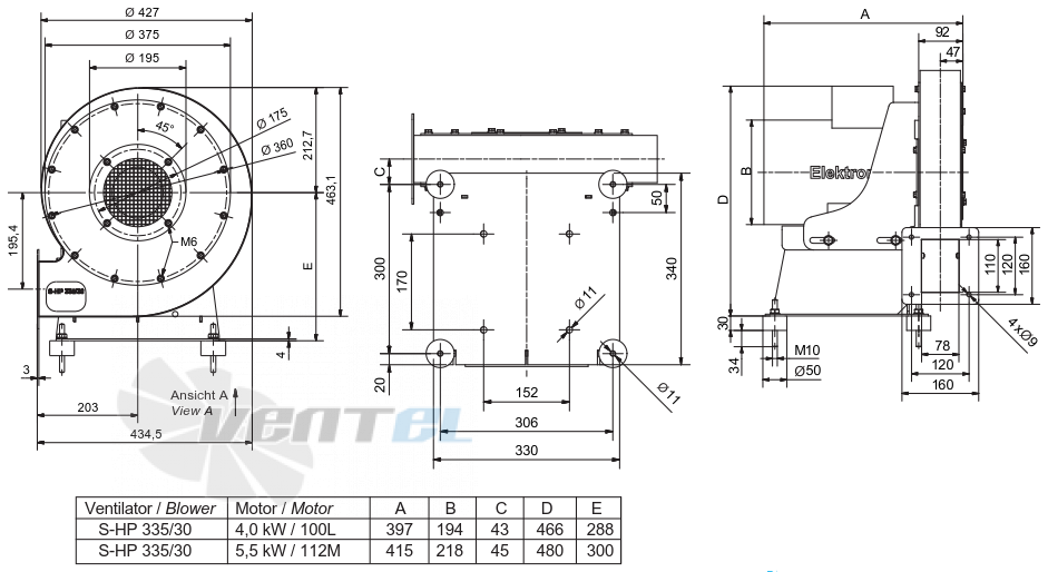 Elektror S-HP 335/30 4.0 КВТ - описание, технические характеристики, графики